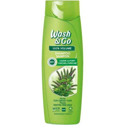 Șampon Wash & Go Herbs Pentru Păr Gras, Formulă Cu Extract De Plante, 360 ml