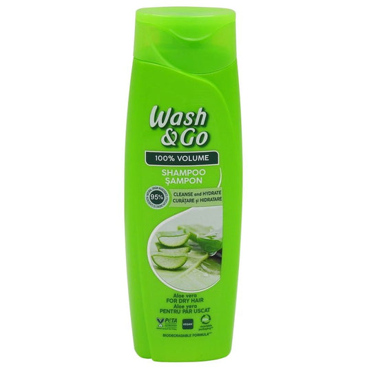 Wash & Go Șampon cu Extract de Aloe Vera, Curățare și Hidratare, Toate Tipurile de Păr, 180 ml
