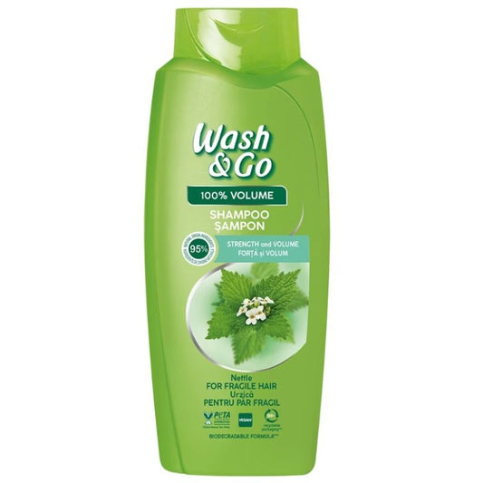 Sampon Wash & Go, Extract de Urzica pentru Par Gras, Formula Revitalizanta, 675 ml
