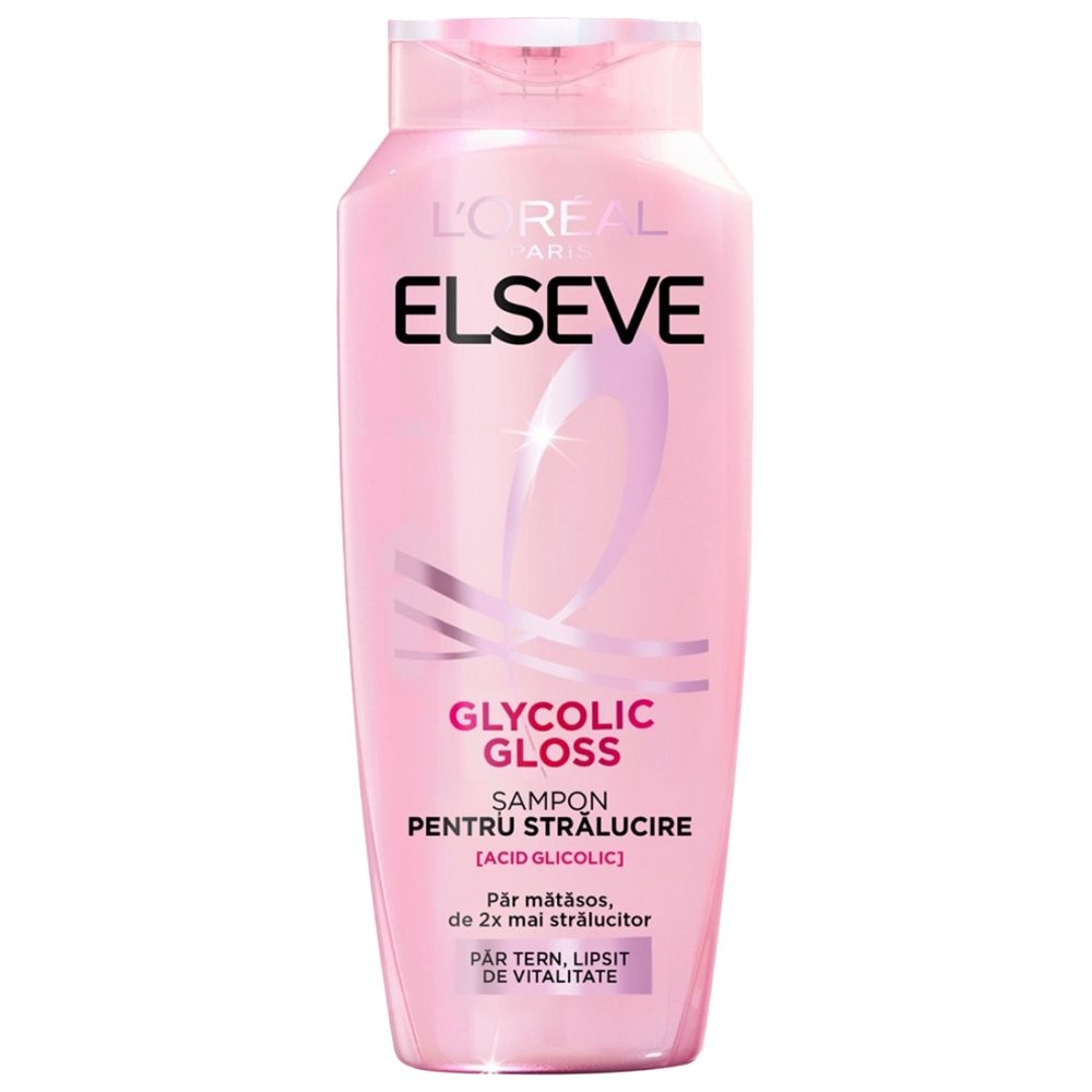L'Oréal Paris Elseve Glycolic Gloss, Șampon pentru Strălucire și Netezire, Păr Lipsit de Vitalitate, Acid Glicolic, 400 ml