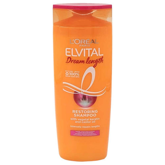 L'Oreal Paris Elseve Dream Long Sampon Reparator, Keratina Vegetala si Ulei de Ricin, Par Lung si Deteriorat, 400 ml
