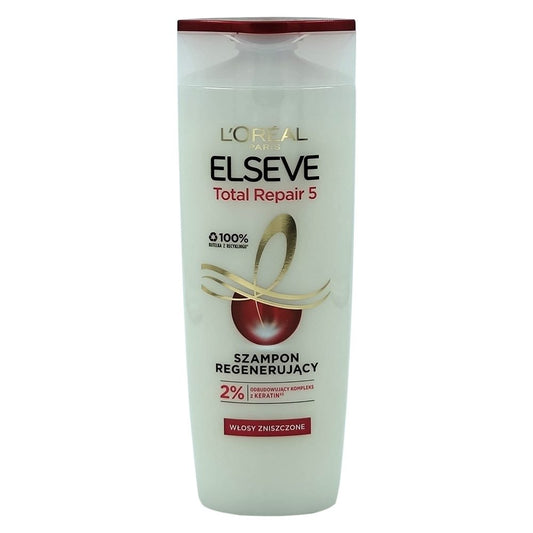 L'Oréal Paris Elseve Total Repair 5, Șampon Reparator pentru Păr Deteriorat, Formula cu Pro-Keratină și Ceramide, 400 ml