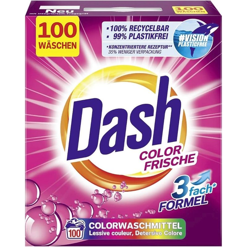 Dash Detergent Automat Rufe Colorate, Color Fresh, Protecție Culoare, Formulă Pudră, 100 Spălări, 6 kg