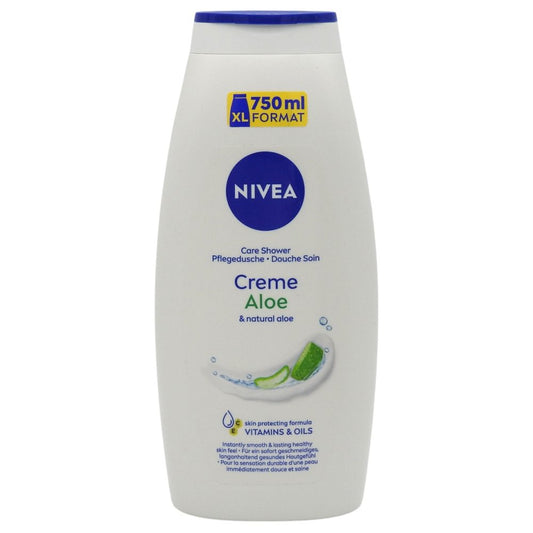 Nivea Gel de Dus si Spumant de Baie, Creme Aloe, Formula Regeneratoare cu Aloe Vera, Piele Normala, 750 ml