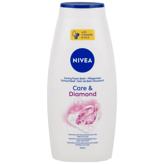 Nivea Care Diamond Gel de Dus si Spumant de Baie, Hidratare si Curatare, Parfum de Orhidee, pH Neutru, Piele Normala, 750 ml