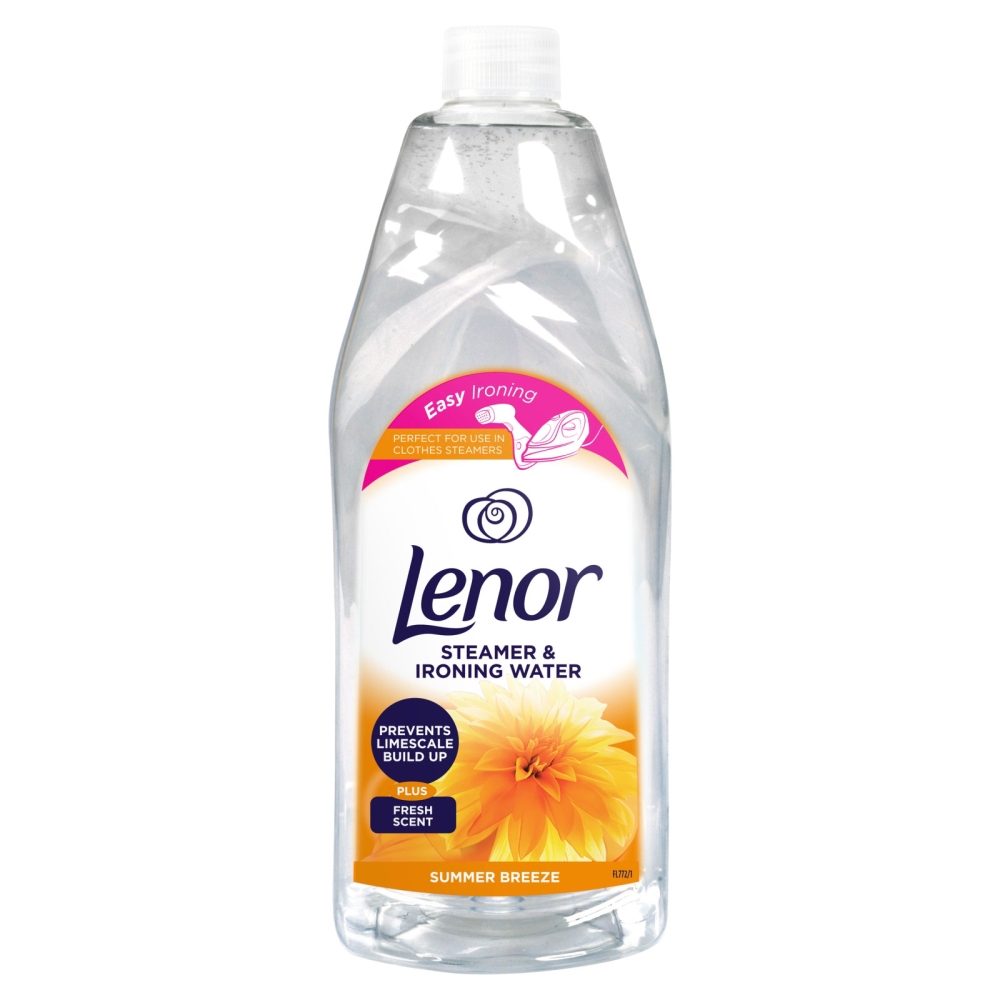 Apa pentru Fierul de Calcat Lenor Summer Breeze, Apa Distilata cu Efect Antistatic, Protectie Anticalcar, Parfum Floral, 1 L