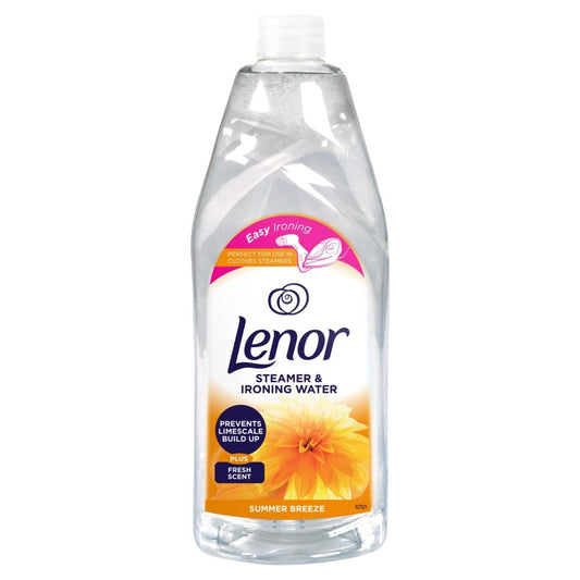 Apa pentru Fierul de Calcat Lenor Summer Breeze, Apa Distilata cu Efect Antistatic, Protectie Anticalcar, Parfum Floral, 1 L