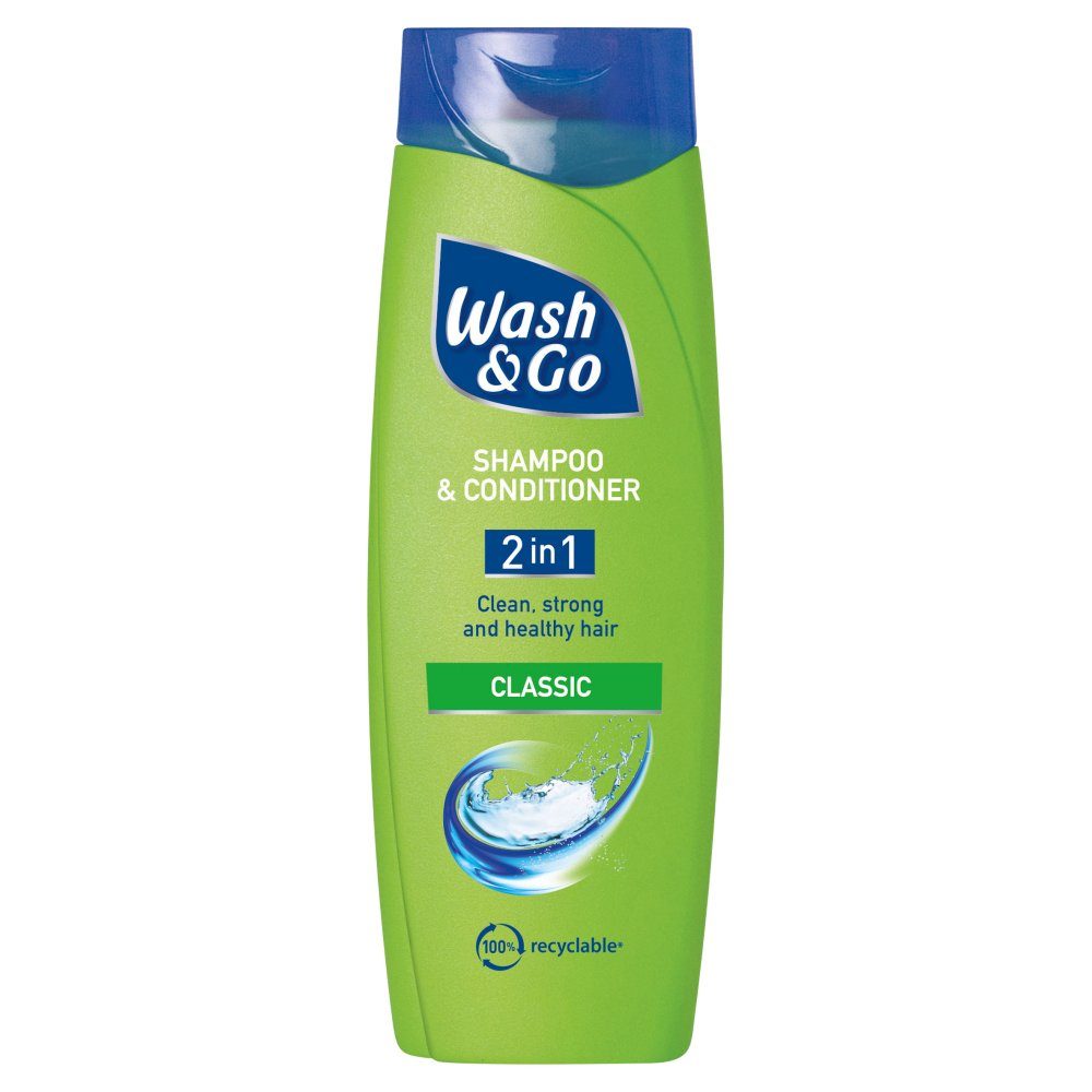 Wash&Go Sampon si Balsam 2 in 1 Classic Care, Formula Hidratanta pentru Par Fragil, Curatare Delicata si Stralucire, 200 ml