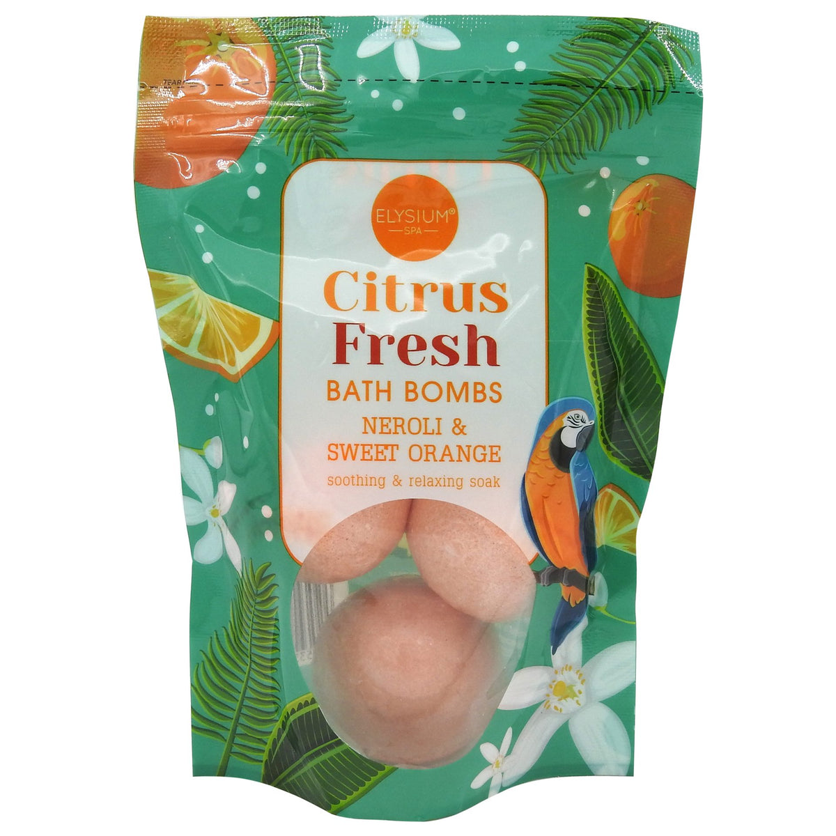 Elysium Bombe Efervescente cu Sare de Baie, Efect Calmant cu Saruri Minerale, Aroma Spa Citrus, Format Solid, Set 3 Bucati x 50 g