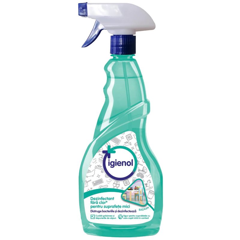 Igienol Dezinfectant Suprafete Universal, Formula Fara Clor, Actiune Antibacteriana, Pulverizator, Parfum Eucalipt, 750 ml