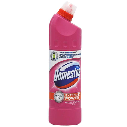 Domestos Solutie Dezinfectanta pentru WC, Formula Concentrata Anticalcar, Detergent Igienizant Lichid, Parfum Floral, 750 ml, Roz