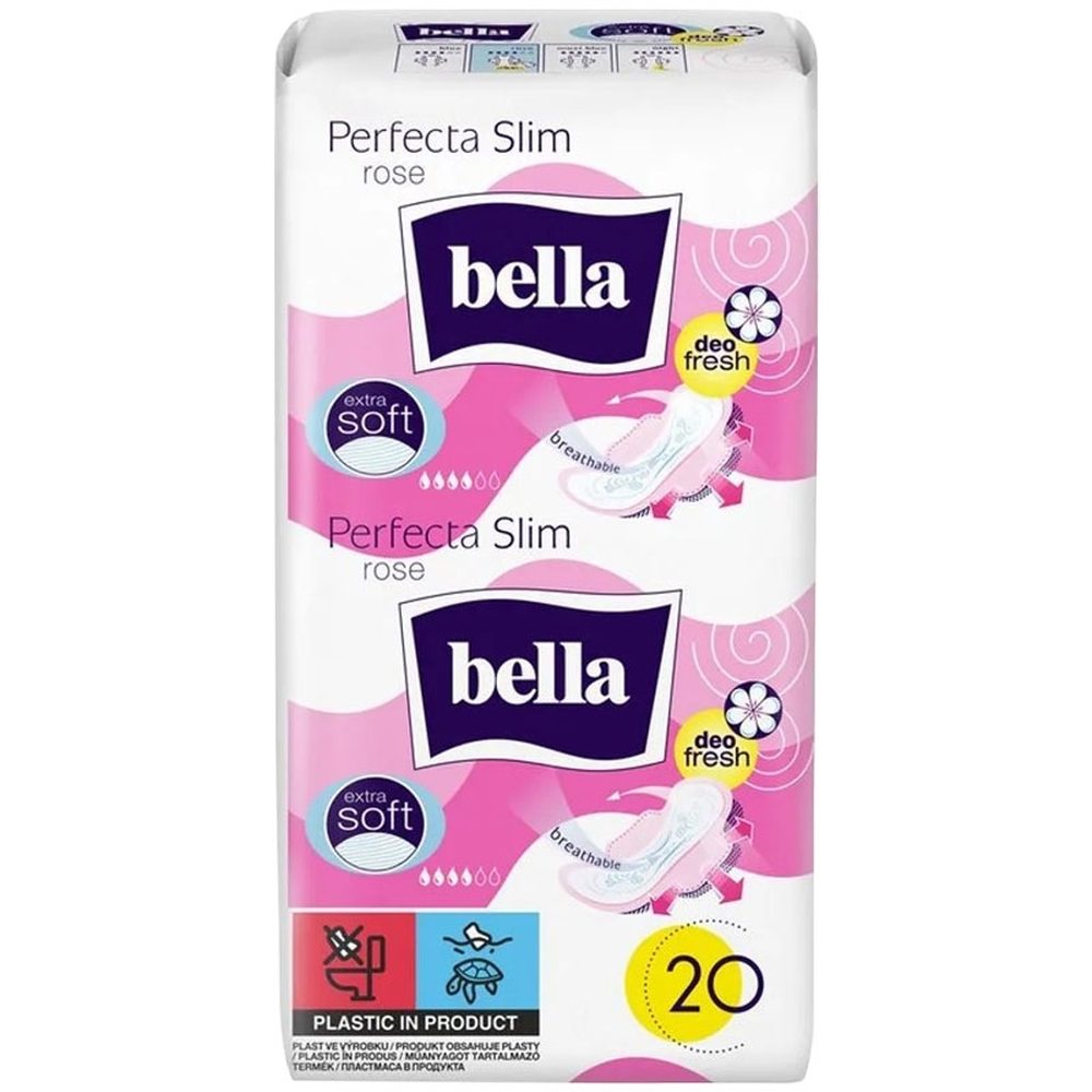 Bella Perfecta Ultra Rose, Absorbante Igienice Ultra Subțiri, Design Lung cu Aripioare, Material Bumbac Respirabil, Set 20 Bucăți