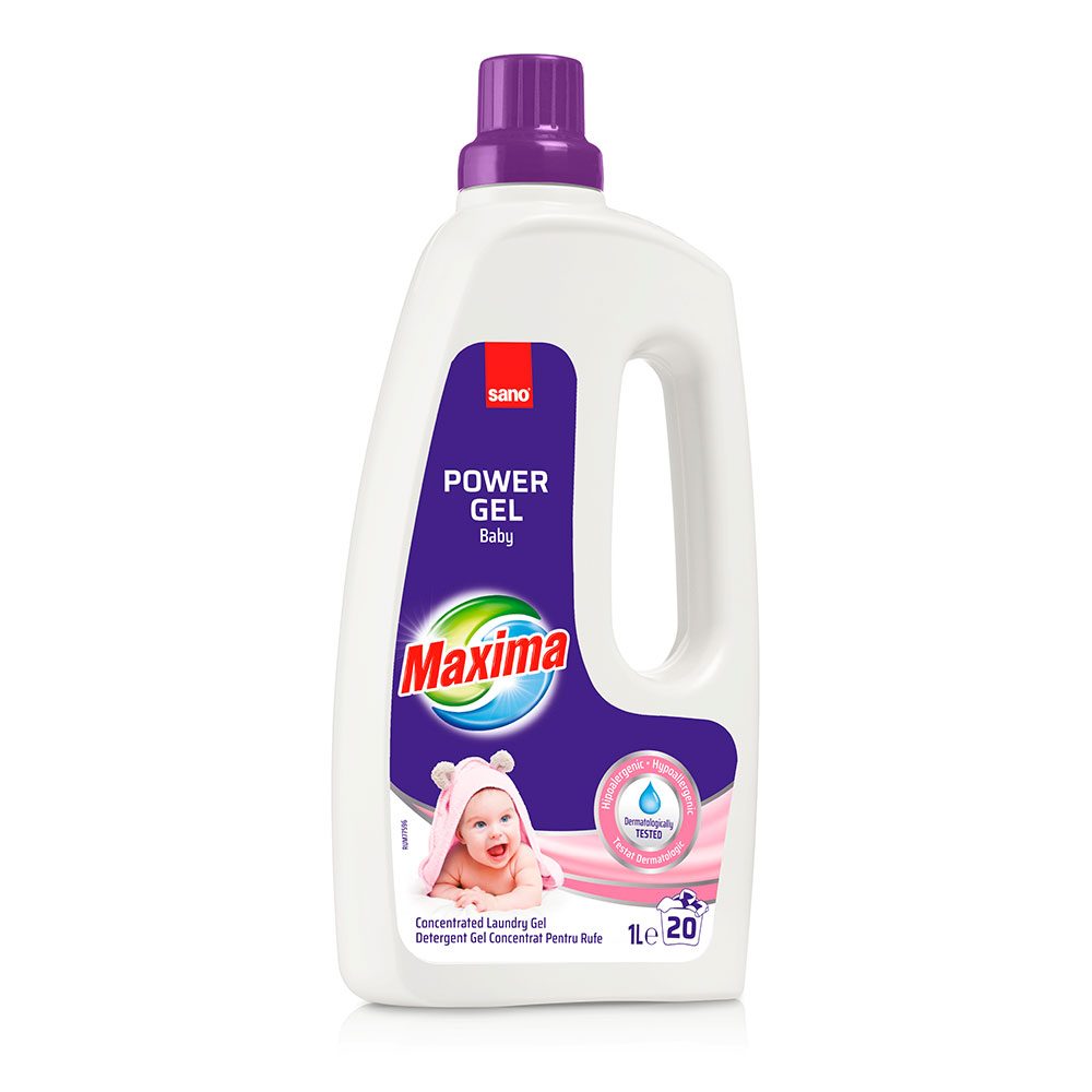 Sano Maxima Concentrat Sensitive Baby, Detergent Gel Rufe Bebeluși și Piele Sensibilă, Hipoalergenic, 1 L, 20 Spălări
