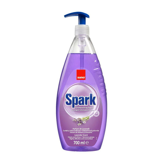 Sano Spark Detergent Lichid Pentru Vase, Parfum De Lavanda, Recipient Cu Pompa, 700 ml