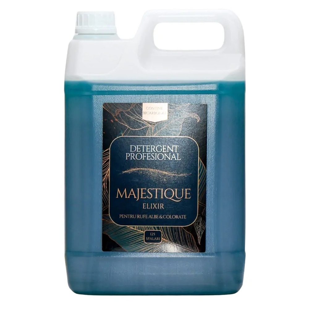Majestique Detergent Lichid Profesional Elixir, Formula Universala Anti-Scamosare, Parfum Fresh, Bidon 5 L