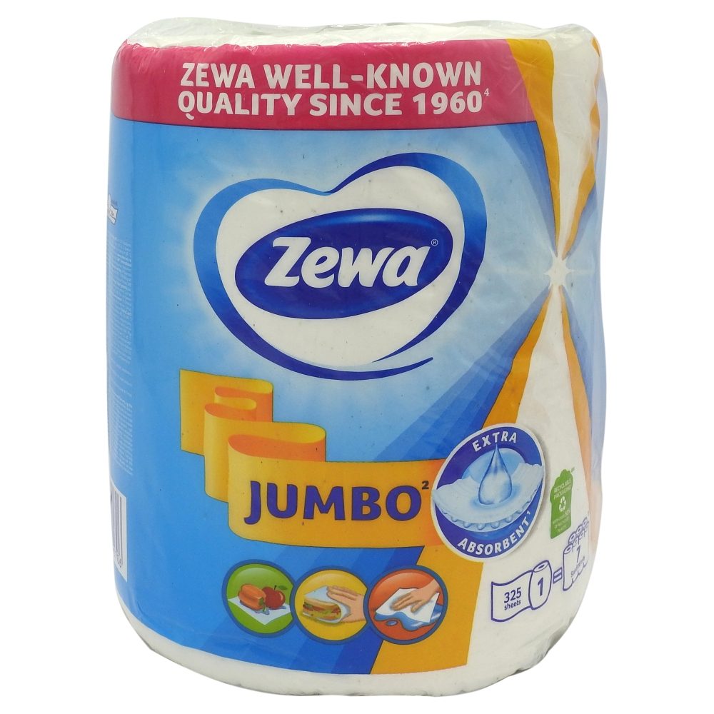 Zewa Standard Jumbo, Prosop de Bucatarie, Rola de Hartie Absorbanta si Rezistenta, Celuloza Pura, 2 Straturi, Alb, 1 Rola