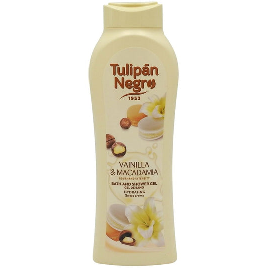 Tulipan Negro Gel de Dus, Aroma Exotica de Vanilie si Macadamia, Formula Delicata de Curatare, Textura Gel, 650 ml
