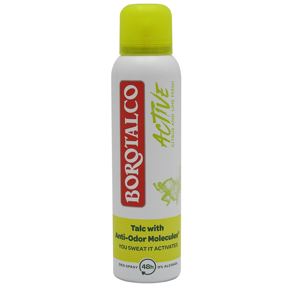 Borotalco Active Citrus, Deodorant Antiperspirant Spray, Protectie 48h fara Alcool, Aroma Citrice, 150 ml