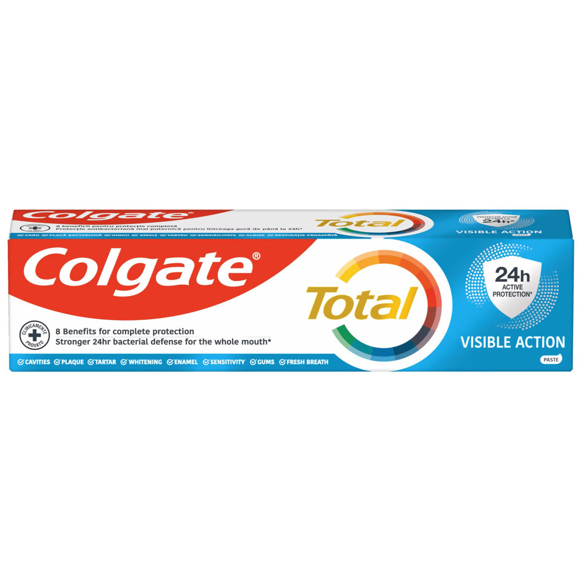 Colgate Pasta de Dinti Total Visible Action, Protectie Completa cu Fluor si Efect de Albire, Curatare Profunda, 100 ml