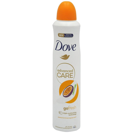 Dove Antiperspirant Spray Advanced Care Passion Fruit, Protecție 72 Ore, Hidratare Intensă, Aromă Exotică, 250 ml