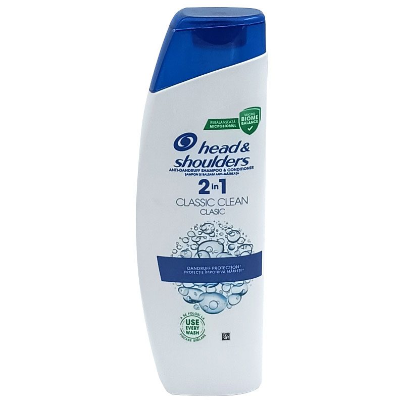 Head & Shoulders Sampon si Balsam 2 in 1 Anti-Matreata, Classic Clean, Formula pentru Par Normal, 330 ml