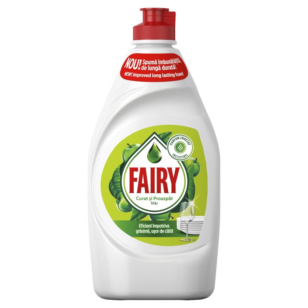 Fairy Detergent Lichid Pentru Vase, Actiune Degresanta Puternica, Formula Fara Fosfati, Parfum Mar, 450 ml