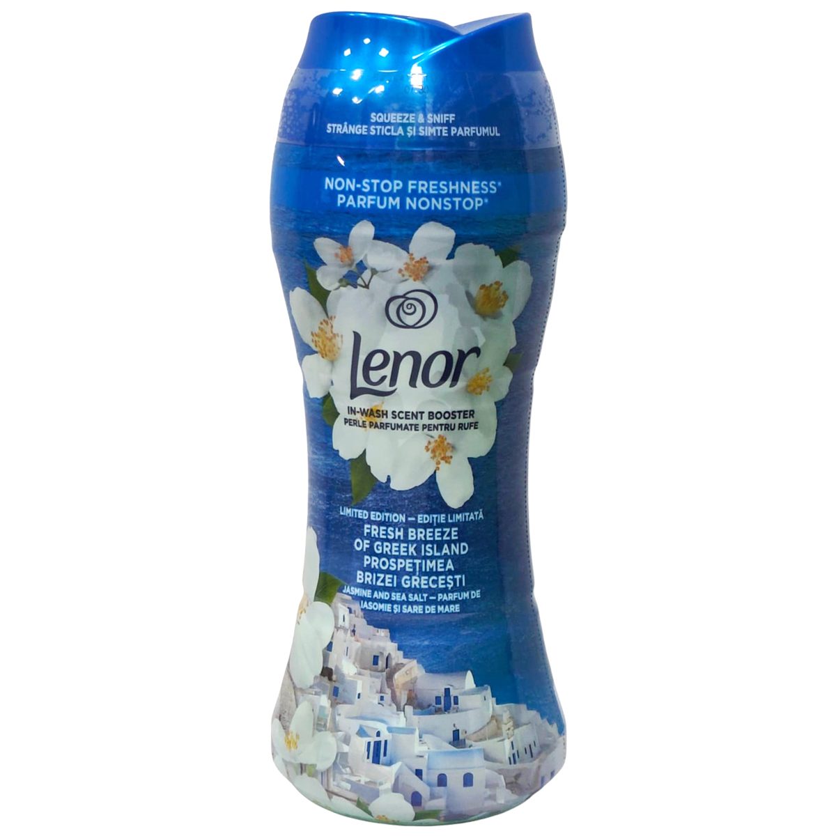 Lenor Perle Parfumate Pentru Rufe Fresh Breeze, Balsam de Rufe Solid cu Parfum de Iasomie, Efect Antistatic, 195 g