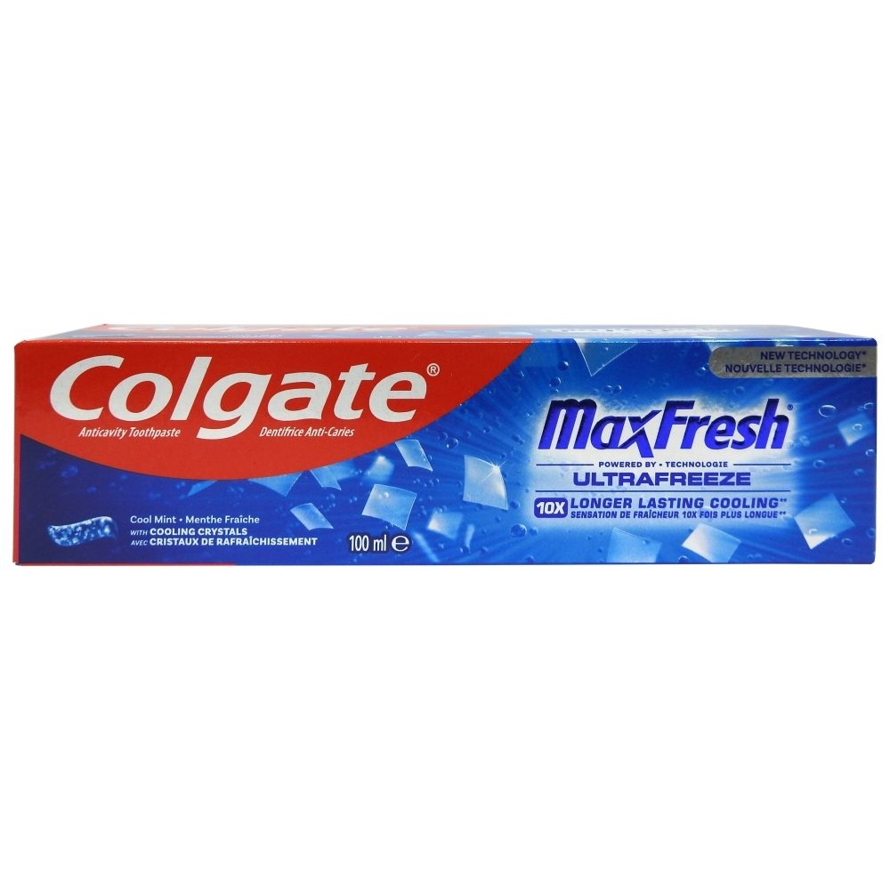 Colgate Max Fresh Cooling Crystal, Pasta de Dinti cu Fluor pentru Protectie Carii si Respiratie Proaspata, Formula cu Cristale Mentolate, 100 ml