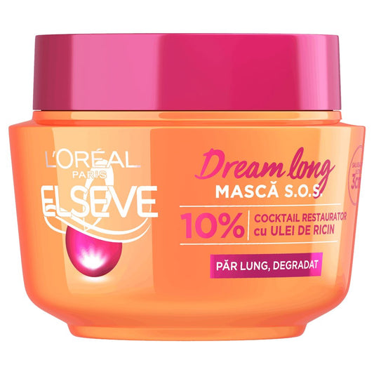 L'Oreal Paris Elseve Dream Long, Masca Reparatoare pentru Par Lung si Deteriorat, Formula cu Keratina, Vitamine si Ulei de Ricin, 300 ml