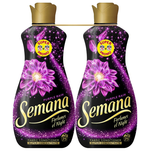 Balsam pentru Rufe Semana Purple Rain, Tehnologie de Parfumare Premium, Parfum Floral Intens, 2 x 1.65 L