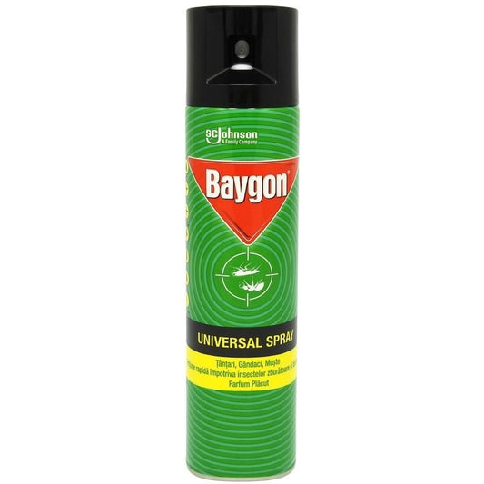 Baygon Insecticid Universal Spray, Protectie impotriva Insectelor Taratoare si Zburatoare, Formula cu Actiune Rapida, 400 ml