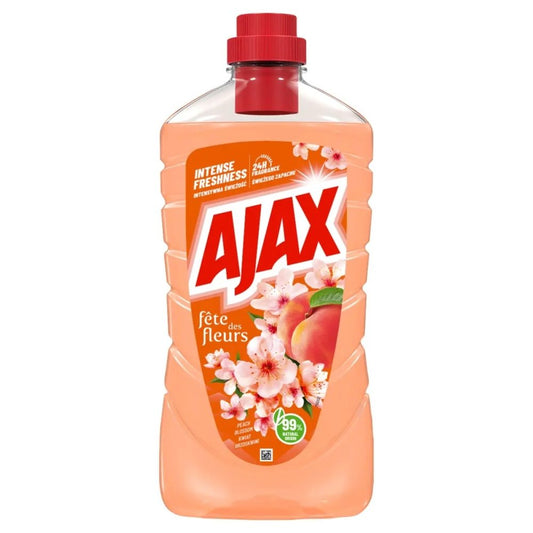 Ajax Solutie Curatare Pardoseli, Parfum Floare de Piersic, Formula Universala Multi-Suprafete, Bidon 1 L