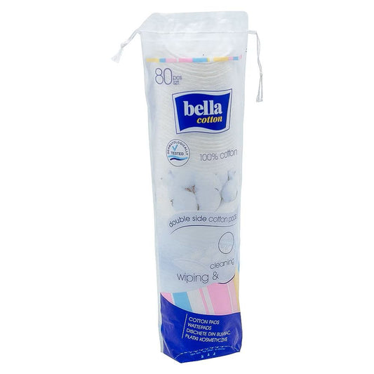Bella, Dischete Demachiante Din Bumbac, Textură Moale, Curățare Delicată, Formă Rotundă, 80 Bucăți