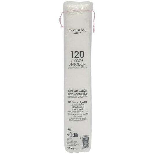 Byphasse Dischete Demachiante din Bumbac 100%, Textură Absorbantă, Set 120 Bucăți