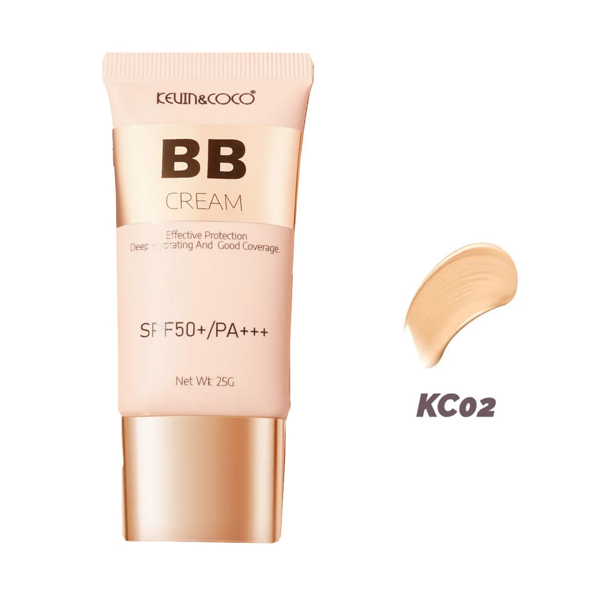 Kevin&Coco Crema BB Radiance-Enhancing, Protectie Solara SPF 50+ si PA+++, Acid Hialuronic si Vitamina E, Textura Crema, 25 g, Nuanta KC02 Natural Beige