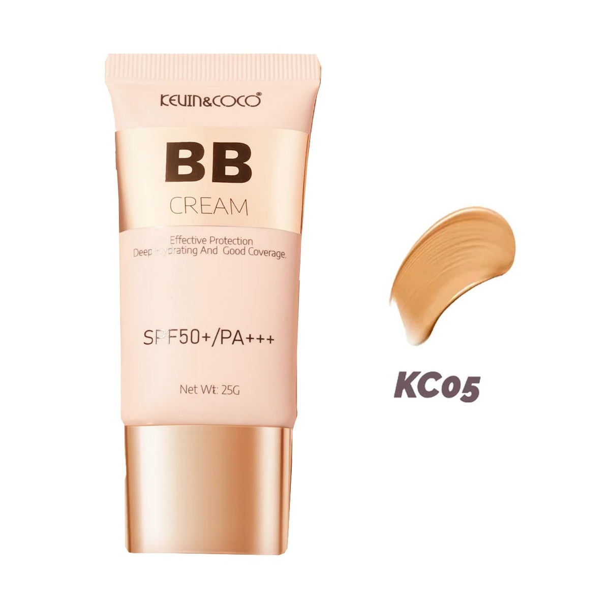 Kevin&Coco Cremă BB Radiance-Enhancing, Protecție Solară SPF 50+ PA+++, Acid Hialuronic și Vitamina E, Efect Hidratant, 25 g, Nuanță KC05 Honey/Tan