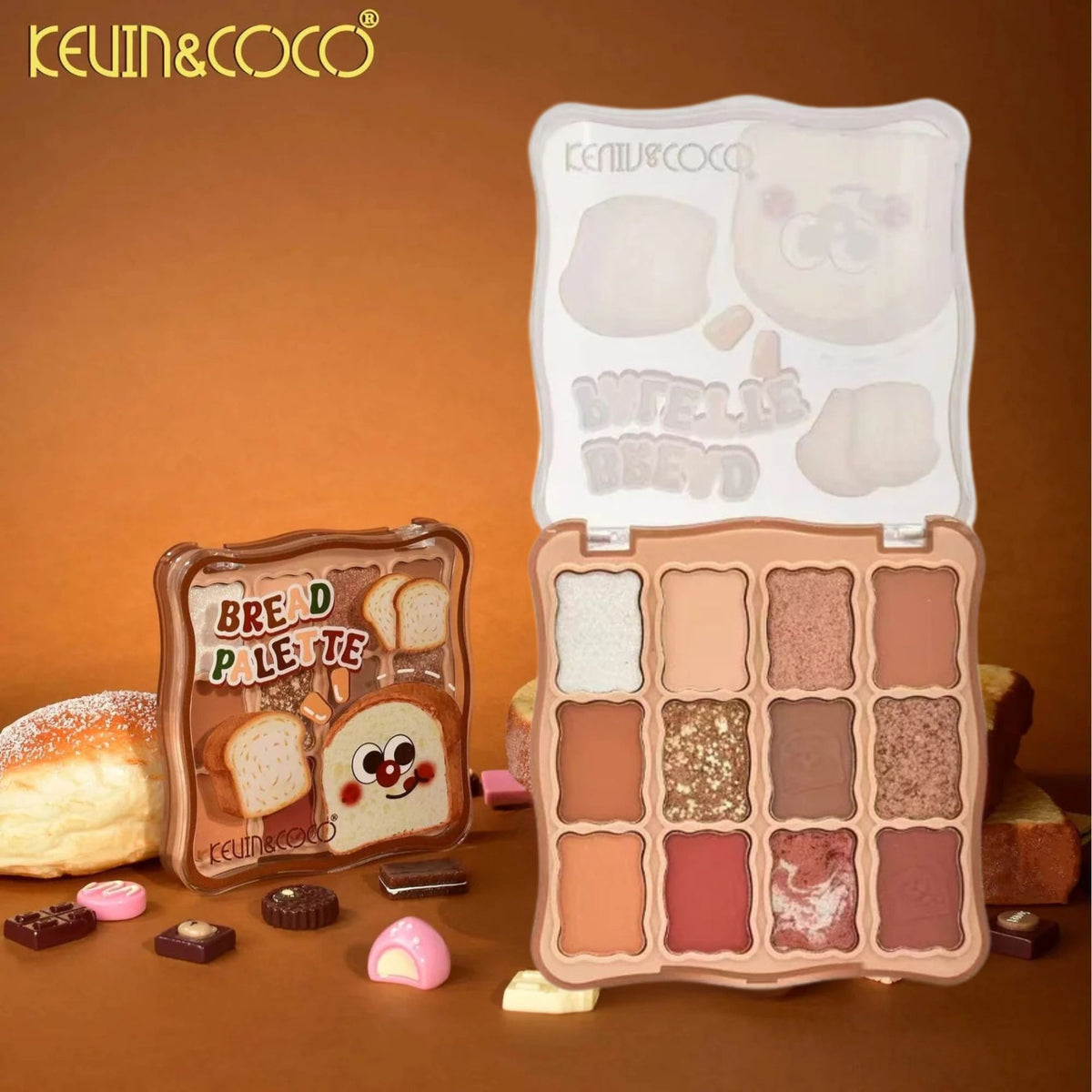 Paleta Farduri de Ochi Kevin&Coco, Set Fard Pleoape cu 12 Nuante, Pigment Intens, Finisaj Mat si Shimmer, Textura Catifelata, 82.7 g, Warm Bronze