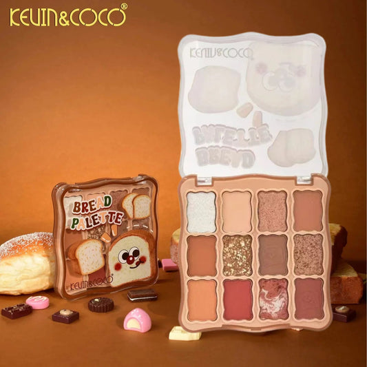 Paleta Farduri de Ochi Kevin&Coco, Set Fard Pleoape cu 12 Nuante, Pigment Intens, Finisaj Mat si Shimmer, Textura Catifelata, 82.7 g, Warm Bronze
