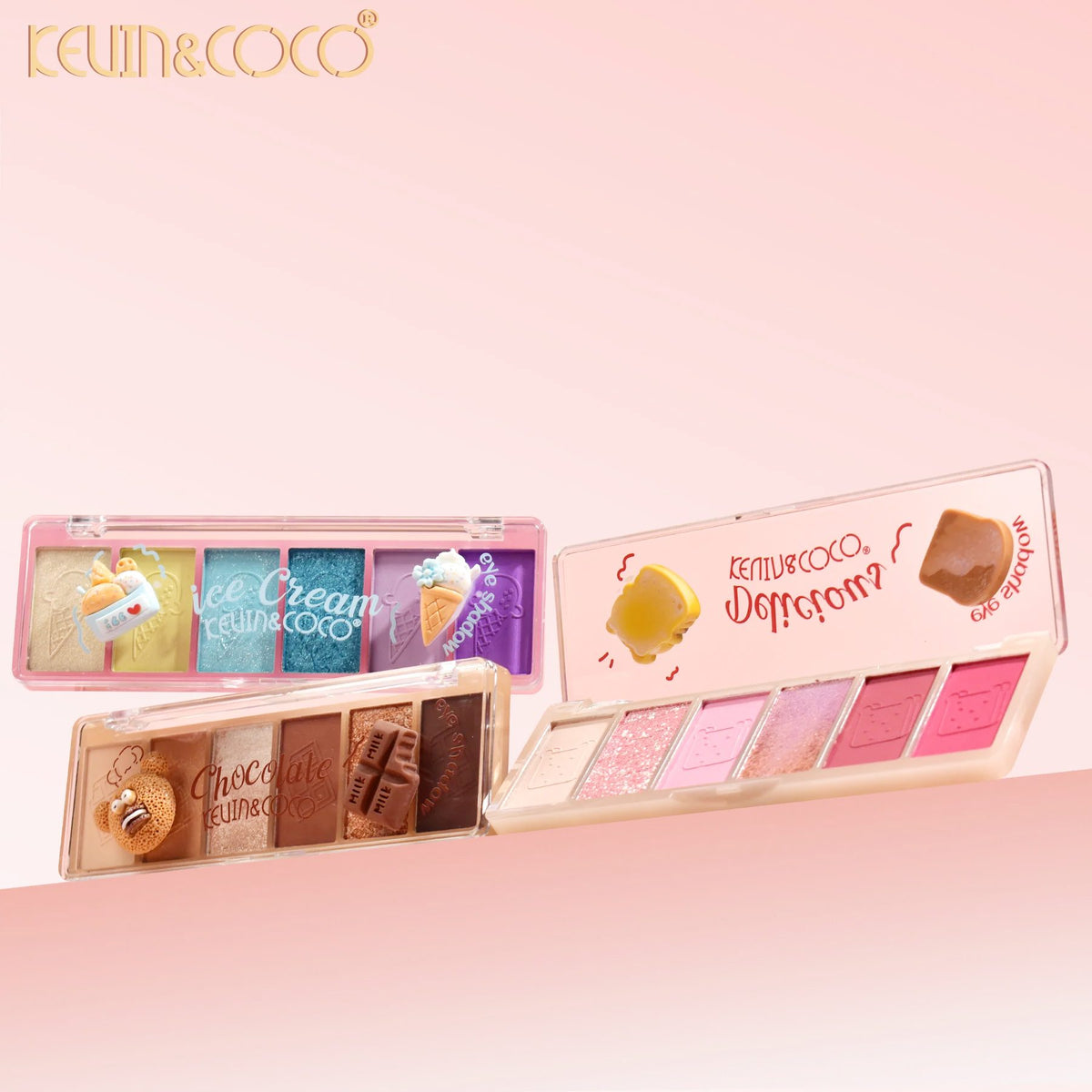 Kevin&Coco, Paleta Farduri de Pleoape Delicious, 6 Nuante Mate si Sidefate, Formula Hipoalergenica Rezistenta la Transfer, Pudra Compacta, Multicolor, 25 g
