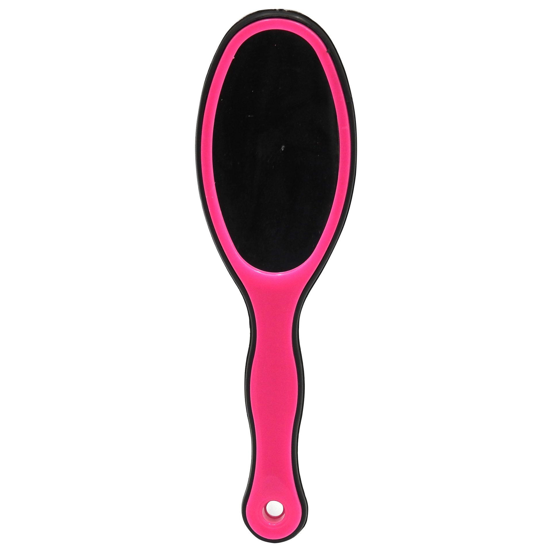 Perie de Par Ovala cu Oglinda Integrata, Maner Ergonomic, Design Clasic, Plastic Rezistent, Negru, 23 cm