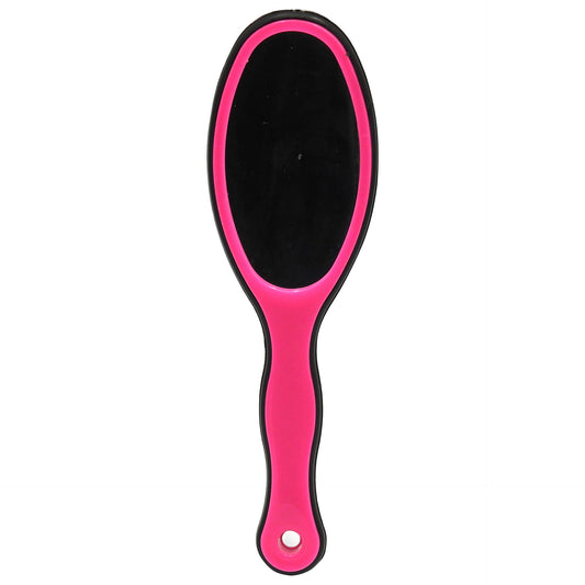 Perie de Par Ovala cu Oglinda Integrata, Maner Ergonomic, Design Clasic, Plastic Rezistent, Negru, 23 cm