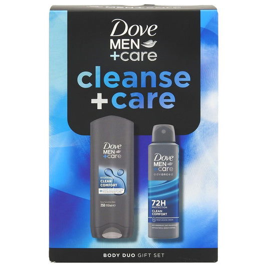 Dove Men+Care Clean Comfort Set Cadou Barbati, Gel de Dus Hidratant 250 ml, Deodorant Spray Protectie 48h 150 ml