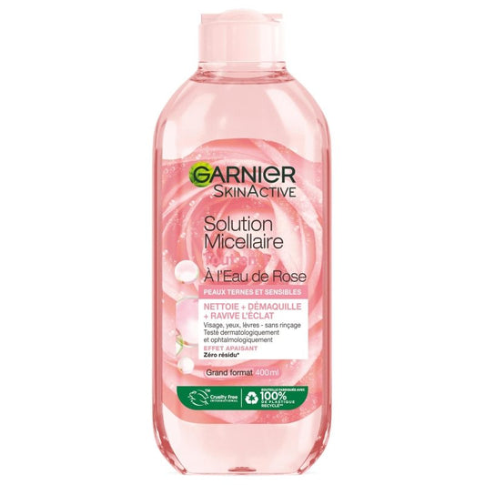 Garnier Skin Naturals, Apa Micelara Revitalizanta cu Apa de Trandafiri, Curatare si Demachiere pentru Ten Sensibil, 400 ml
