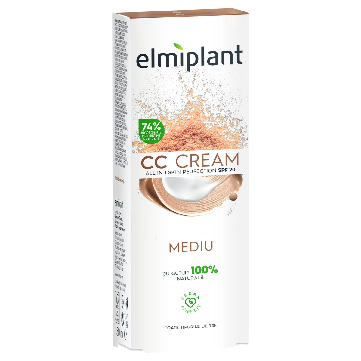 Elmiplant Crema CC Pentru Fata, Crema De Zi Hidratanta Cu Acoperire Naturala, Uniformizare Si Protectie, Nuanta Medie, 50 ml