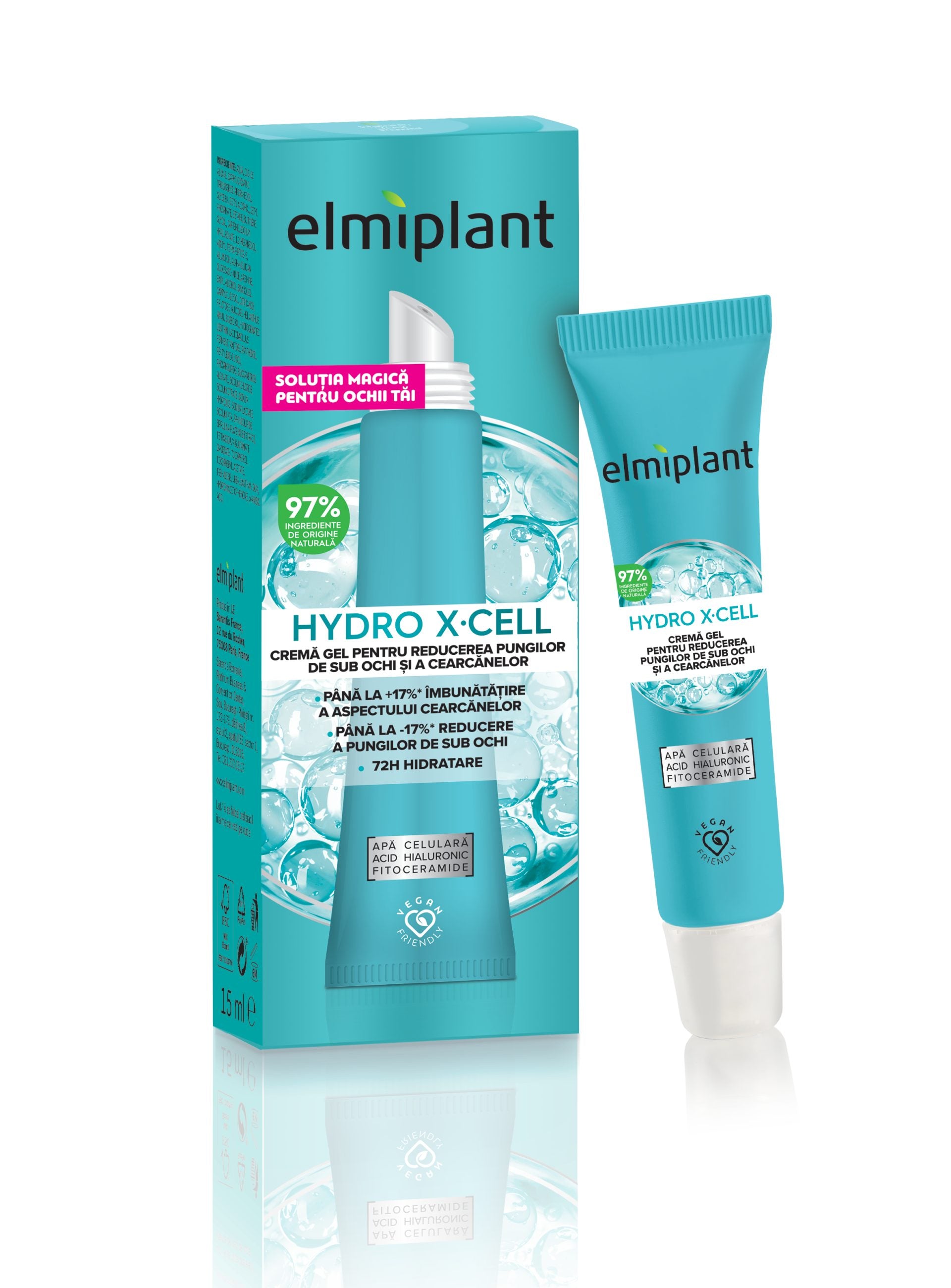Elmiplant Hydro X-Cell Crema Gel Contur Ochi, Tratament Pentru Cearcane si Pungi Sub Ochi, Hidratare Intensa, 15 ml