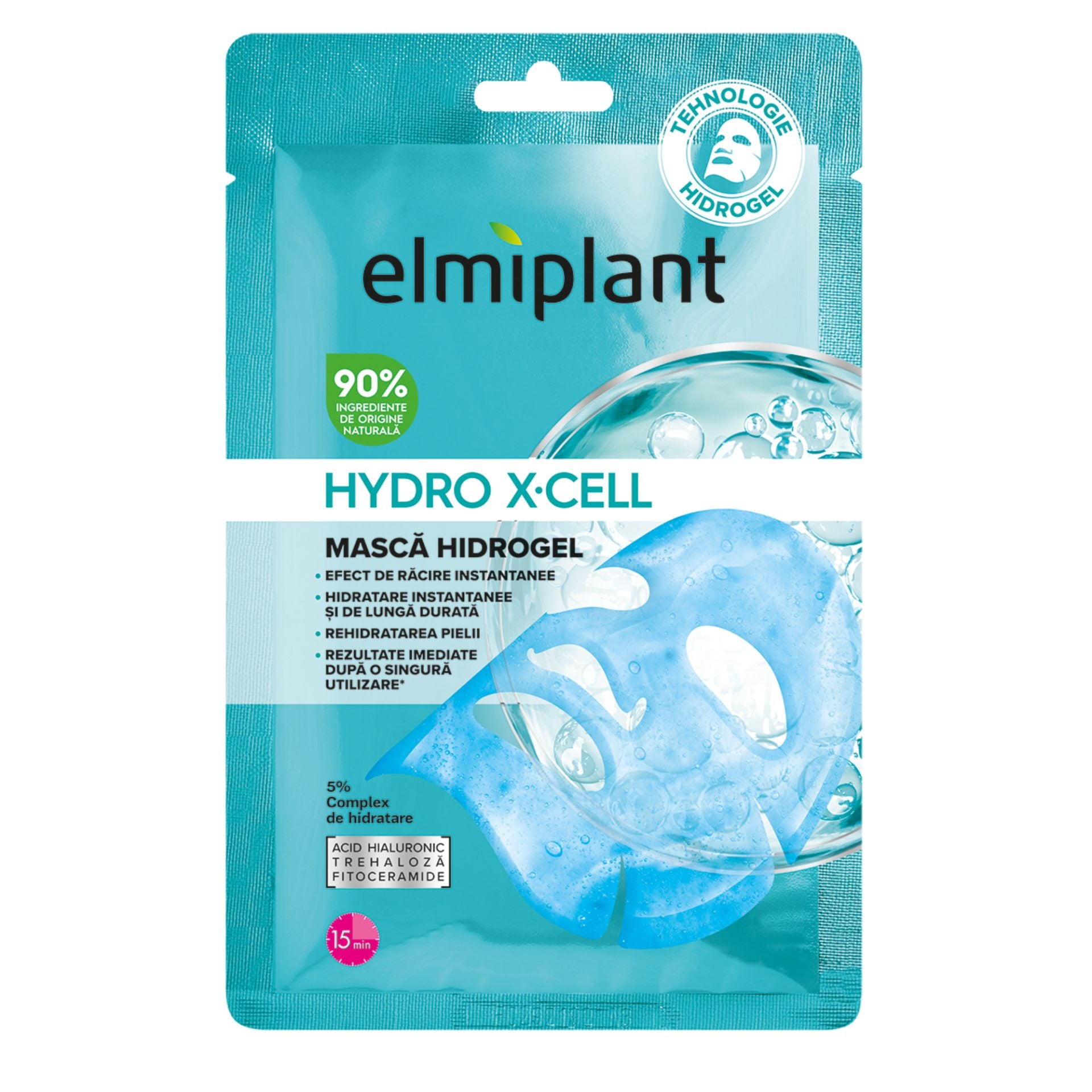 Elmiplant Hydro X-Cell, Masca Hidrogel Pentru Fata, Hidratare Profunda si Revitalizare, Tehnologie X-Cell, 20 ml