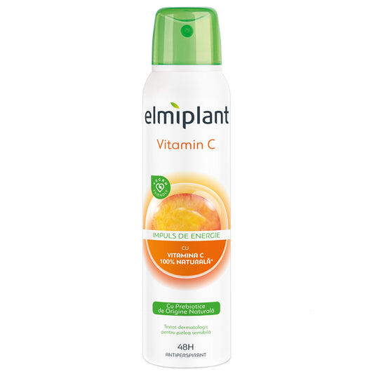 Elmiplant Deodorant Antiperspirant Spray, Vitamin C, Protectie 24 Ore, Revitalizant, 150 ml