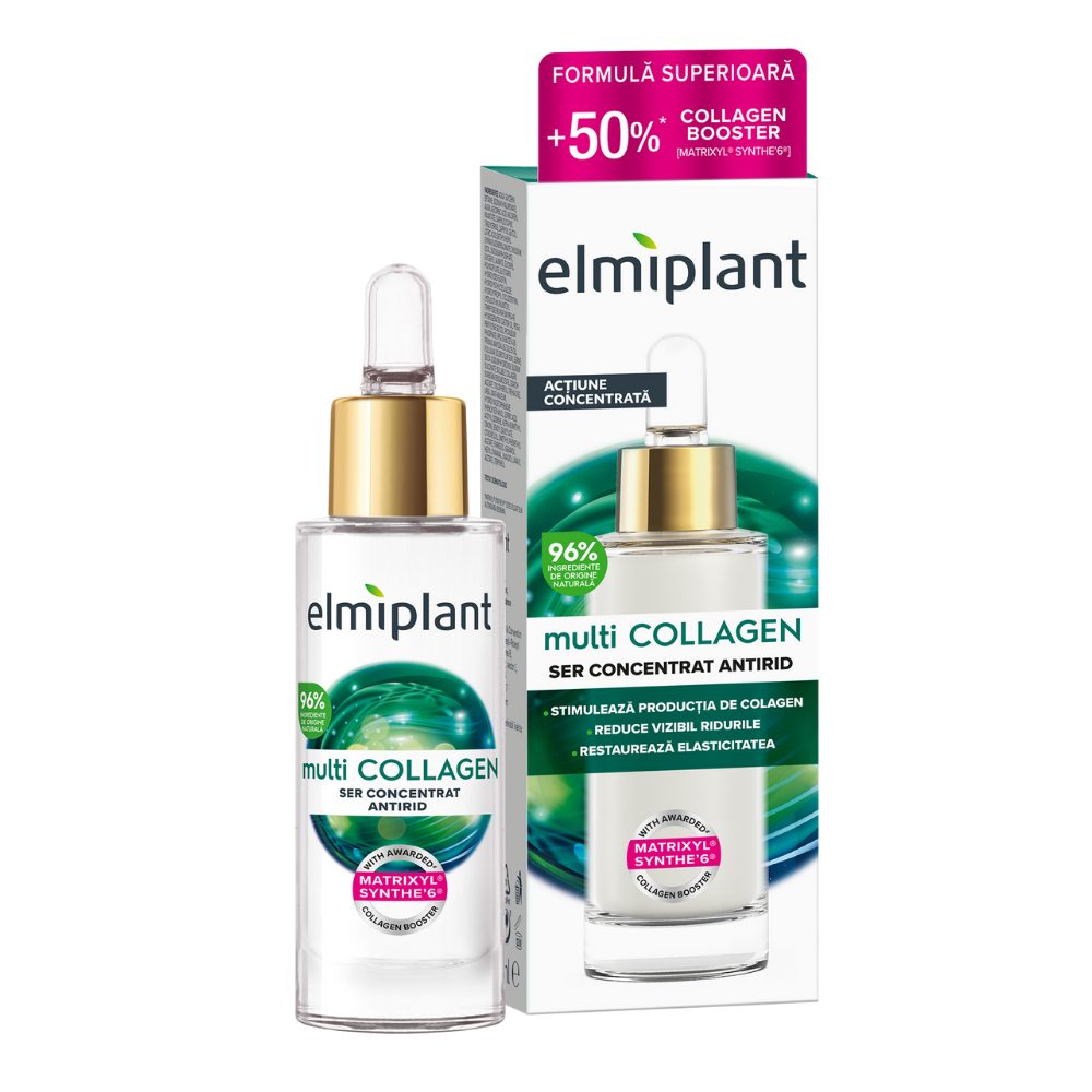 Elmiplant Ser Antirid Multicollagen, Formula Concentrata Pentru Fermitate si Elasticitate, Toate Tipurile de Ten, 30 ml