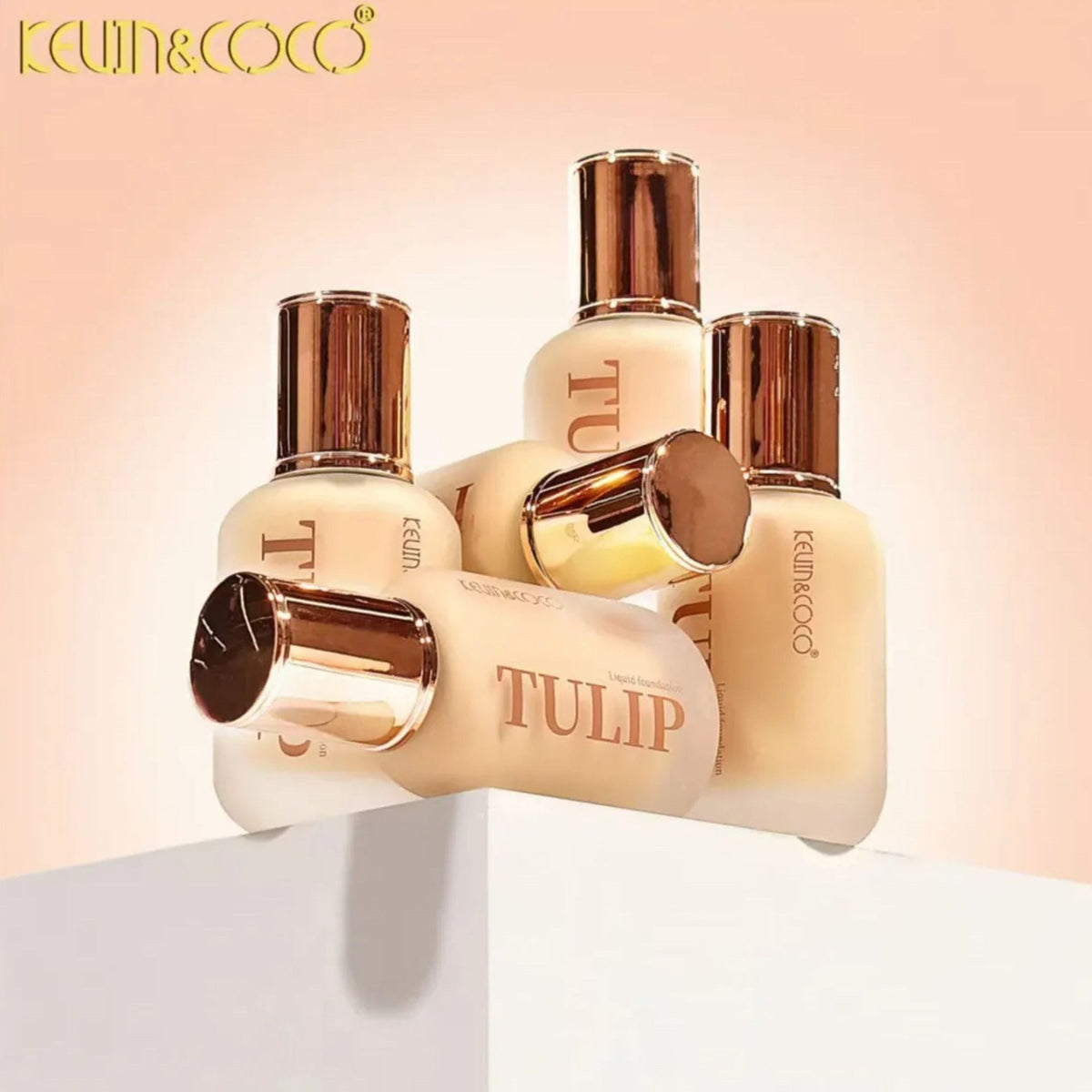 Kevin&Coco Fond de Ten Lichid Tulip, Acoperire Naturala si Finish Luminos, Textura Lejera, Uniformizare Ten, 38 ml, Nuanta 2 Natural Beige