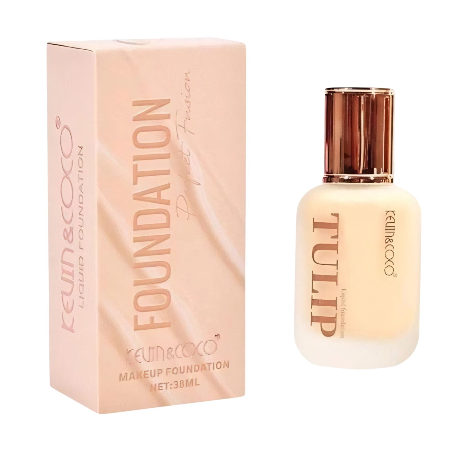 Kevin&Coco, Fond de Ten Lichid Tulip, Acoperire Naturală și Finish Luminos, Textură Lejeră, 38 ml, Nuanța 1 Ivory Light